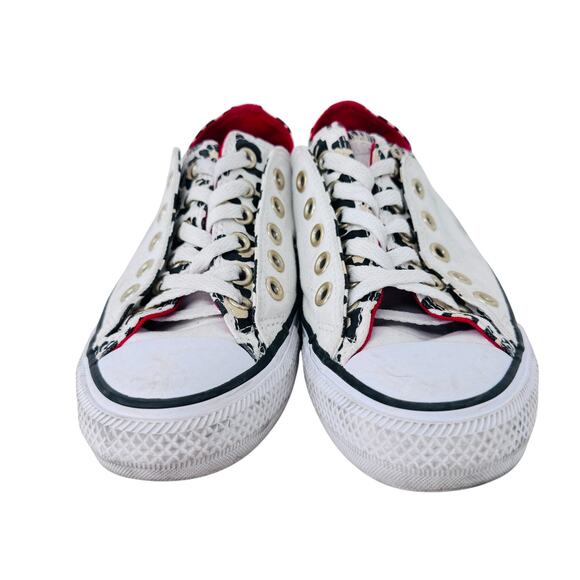 Converse Chuck Taylor All Star Sneakers Women's 7 White Leopard Double Tongue - Picture 6 of 13